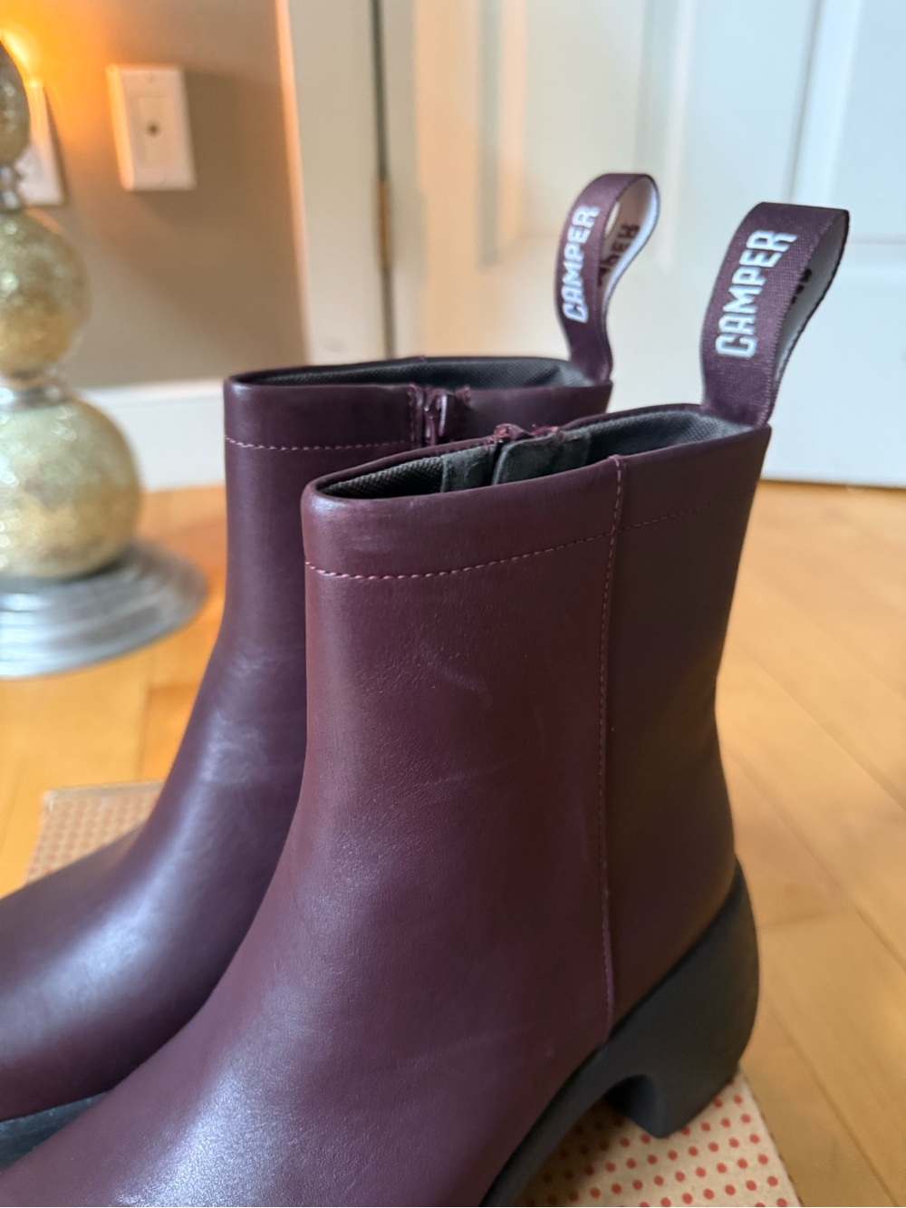NWT Camper Thelma II Burgundy Leather Platform Ankle Boots - Picture 7 of 10